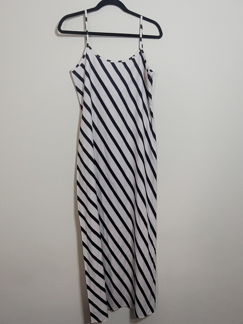 Striped Black and White Spaghetti Strap Maxi Dress Size L